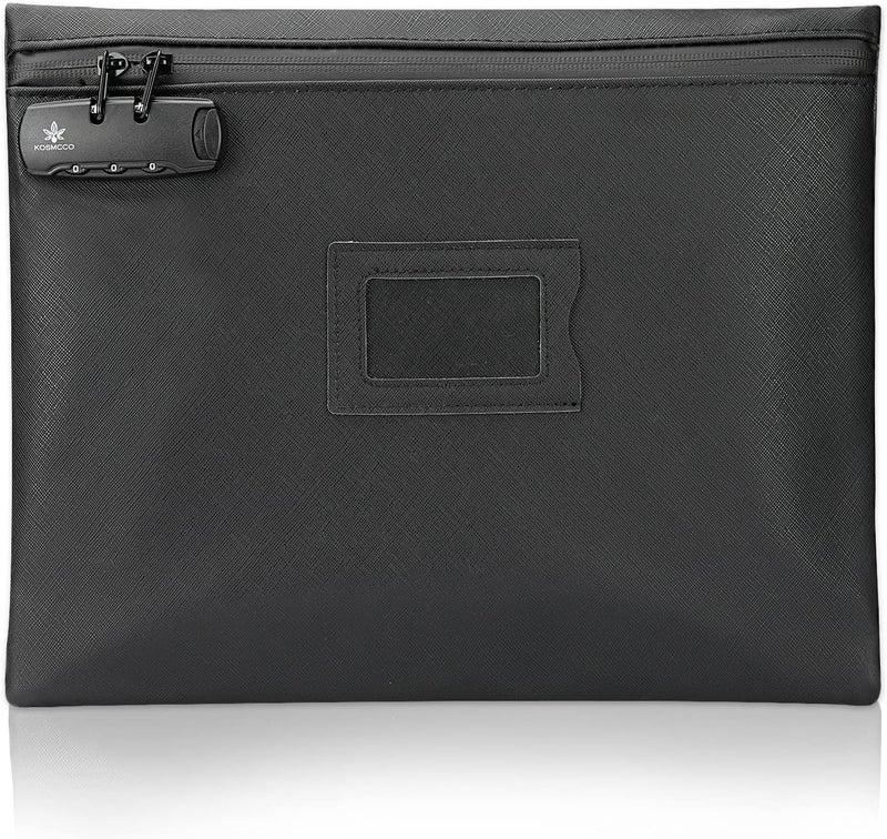 KOSMCCO Notary Bag With Lock, 13.6 x 10 Inches Heavy Duty Supply for Journal, Stamp, Embosser, Ink Pad and Valuables Storage (Black, L) - Image 1